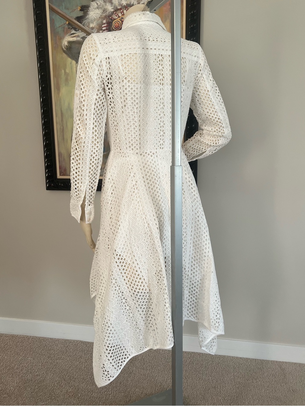 BCBGMaxAzria Beatryce White Eyelet Midi Shirtdress – Size XS - Picture 8 of 13